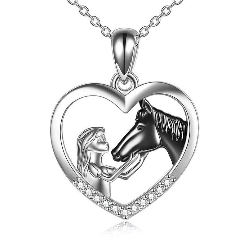 Girl And Horse Heart Necklace