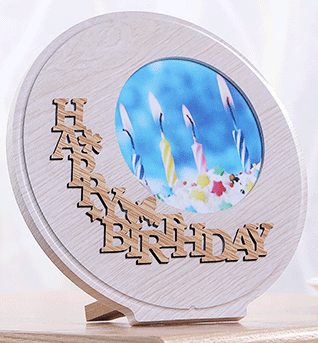 Round wooden photo frame