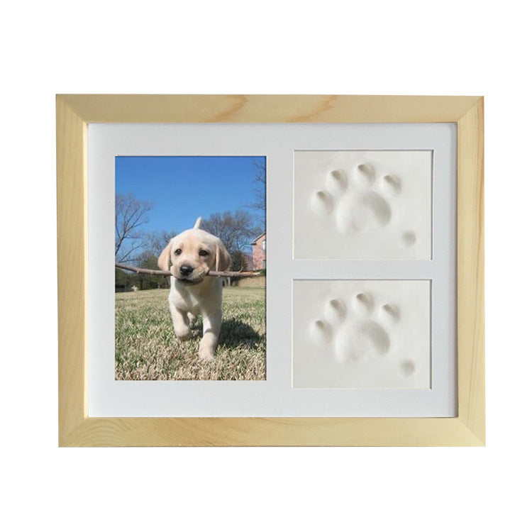 Wooden footprint photo frame pet