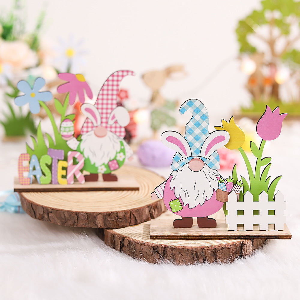 Easter Wooden Crafts Decoration Scene