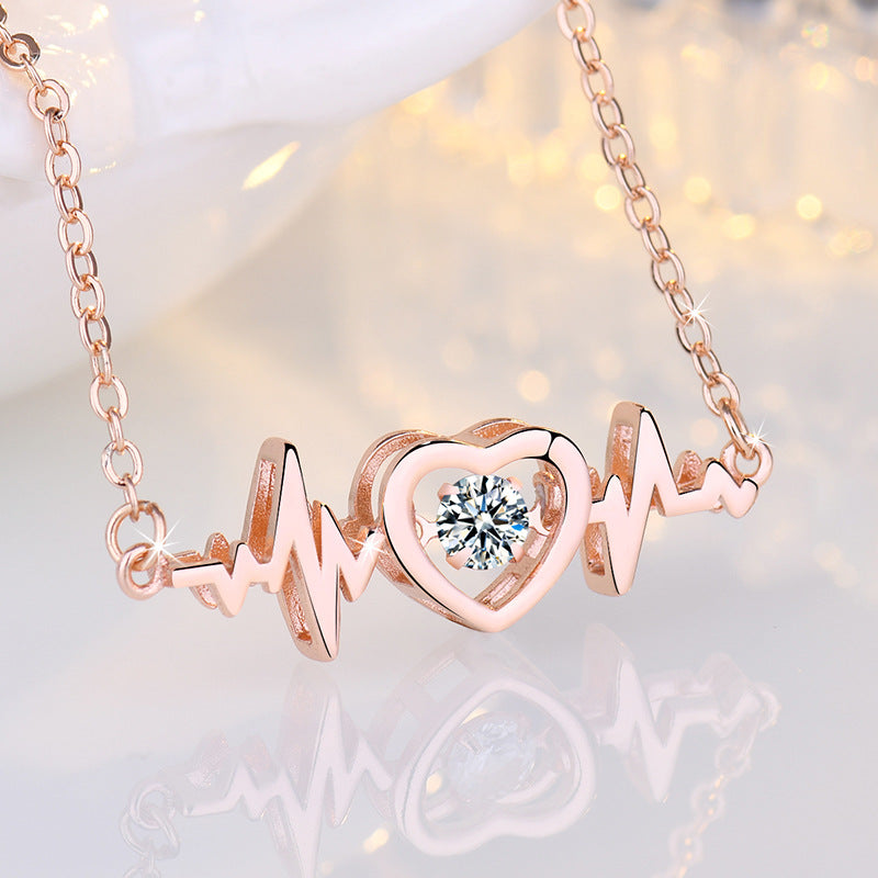 Valentine's Day Heartbeat ECG Shape Clavicle Chain