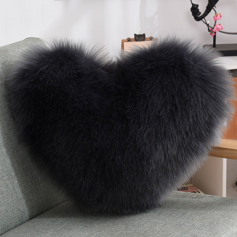 Heart Shape Plush Fluffy Shaggy Cushion