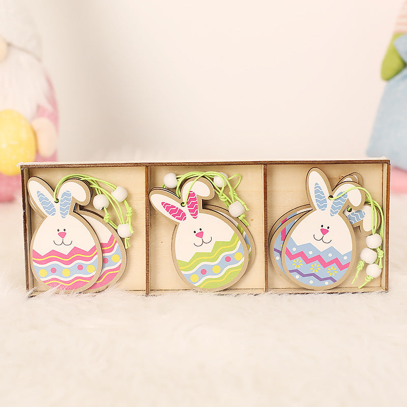 Easter Bunny Egg Pendant Wooden Crafts