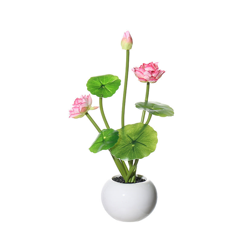 Mid-round Lotus Artificial Flower Bonsai