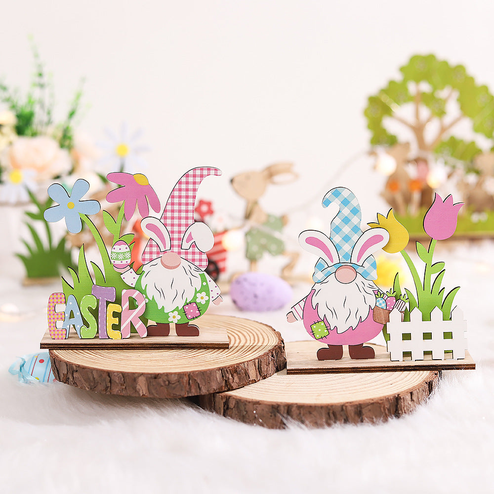 Easter Wooden Crafts Decoration Scene