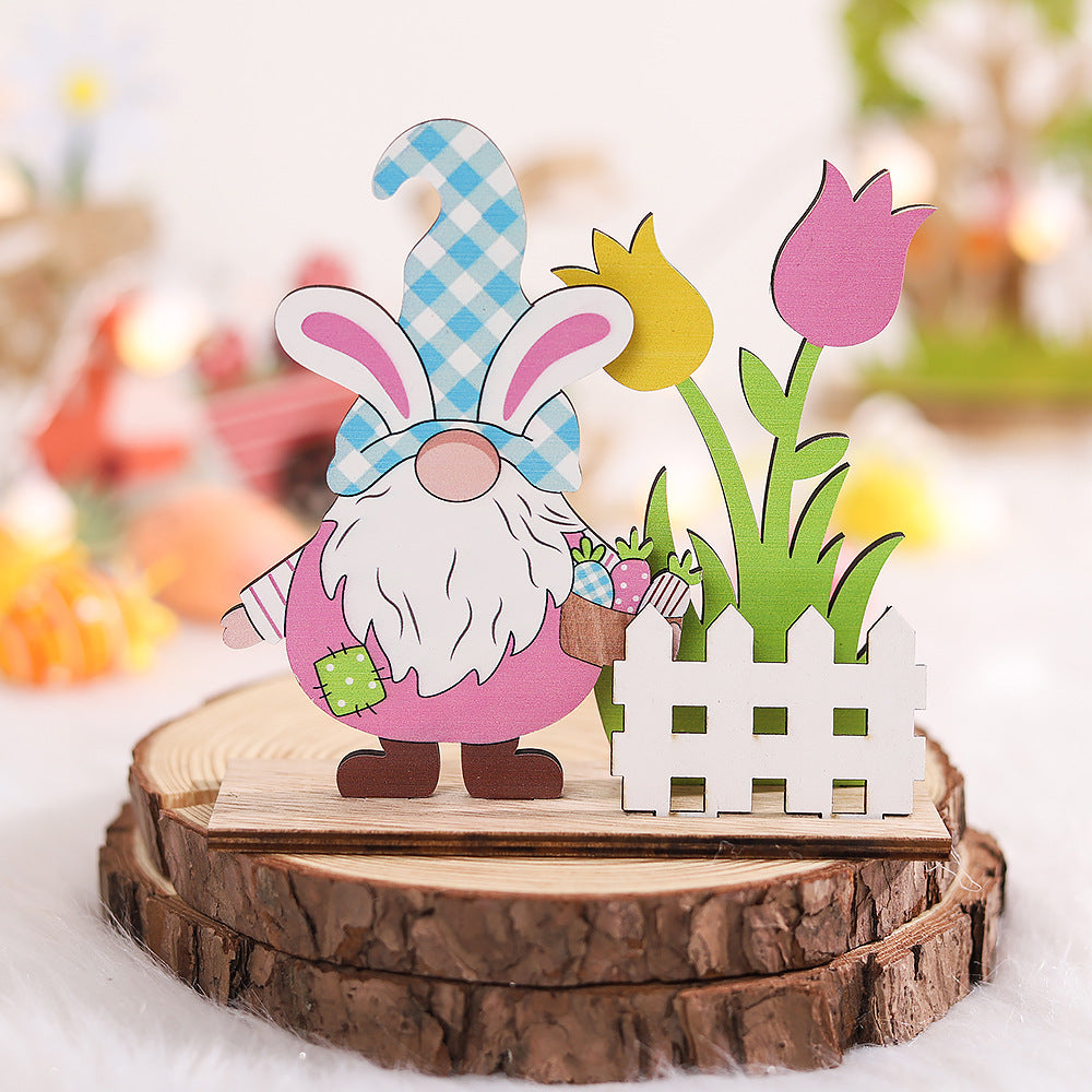 Easter Wooden Crafts Decoration Scene