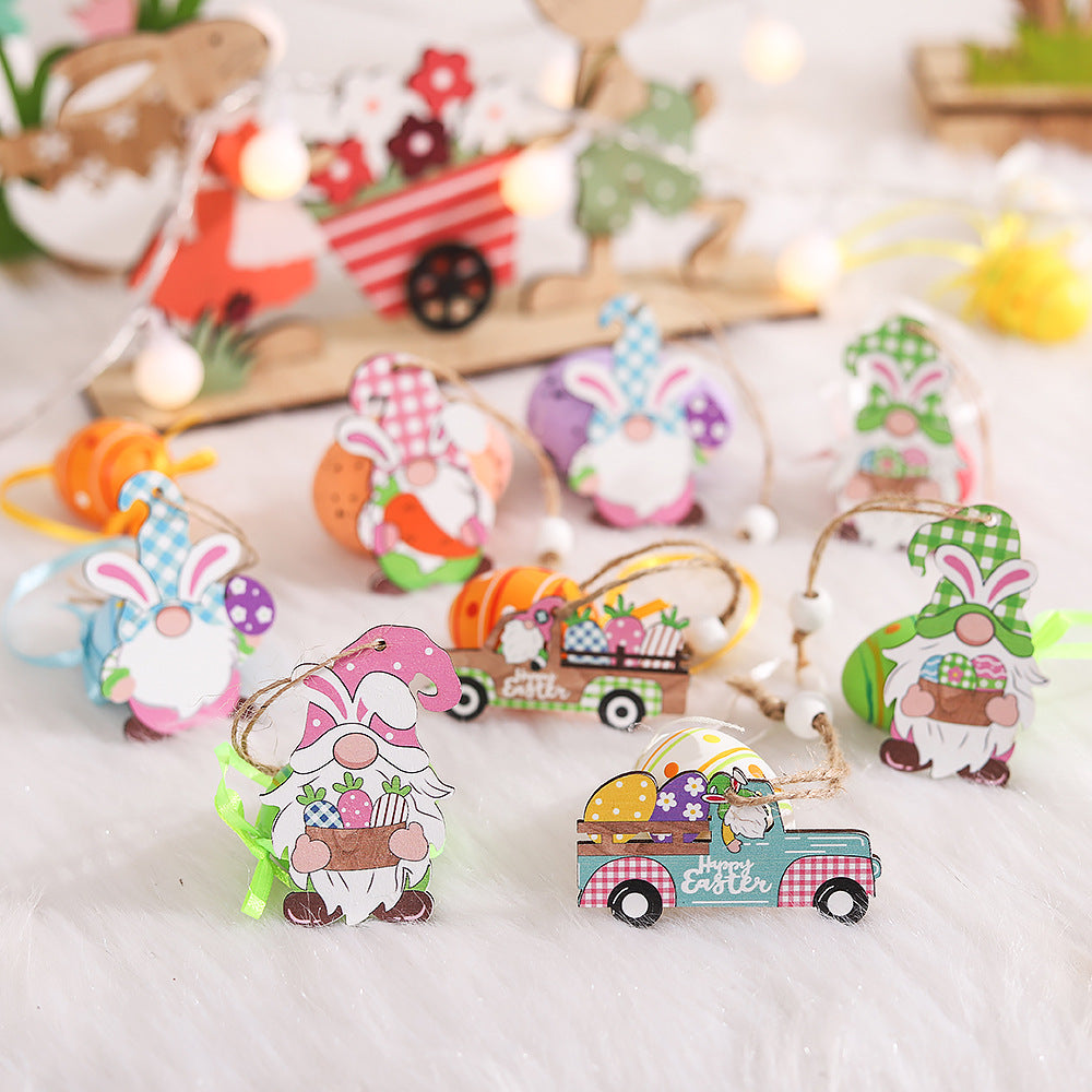 Easter Decorations Wooden Rabbit Car Charm