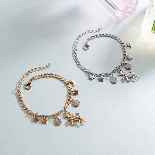 Silver Gold Color Unicorn Charms Bracelet