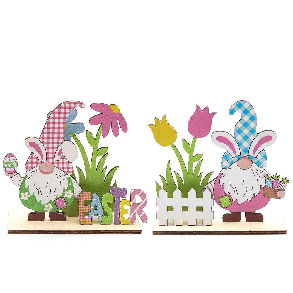 Easter Wooden Crafts Decoration Scene