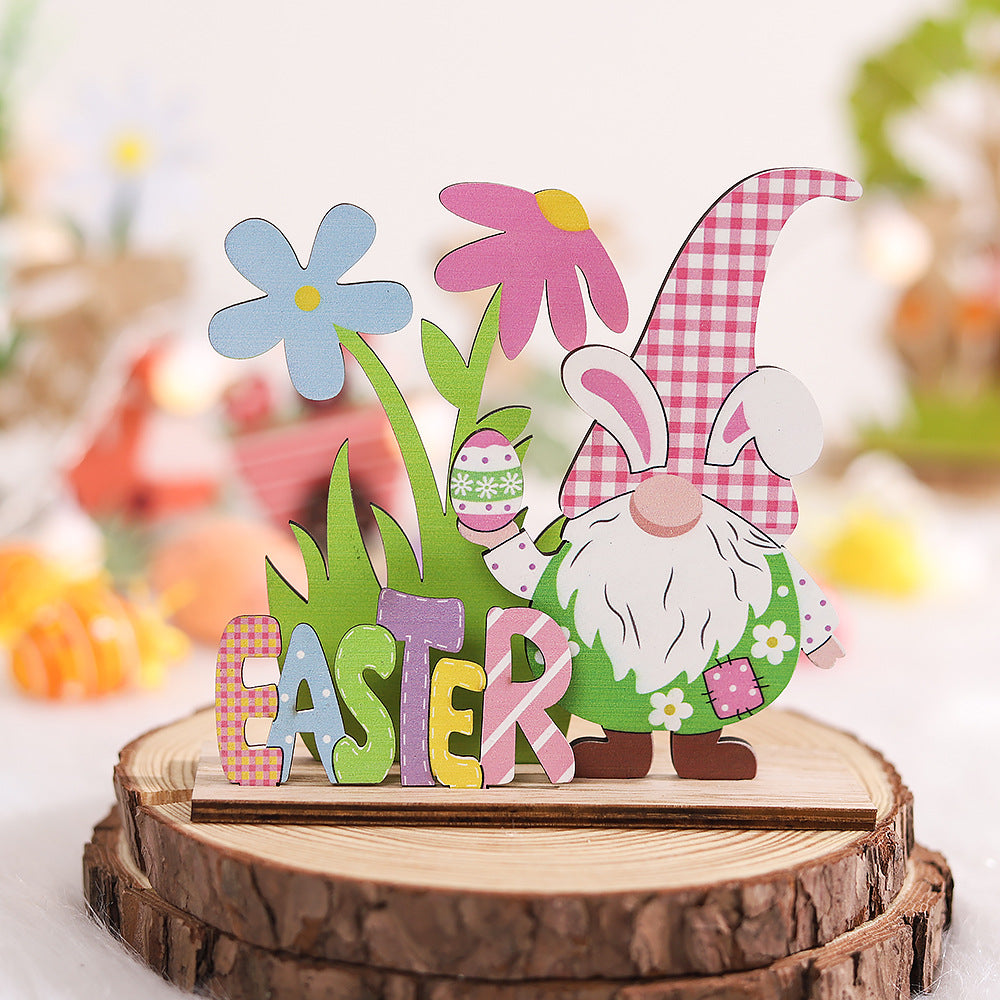 Easter Wooden Crafts Decoration Scene