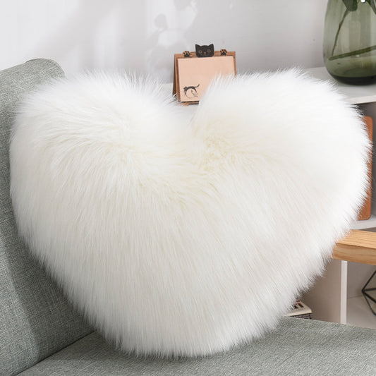 Heart Shape Plush Fluffy Shaggy Cushion