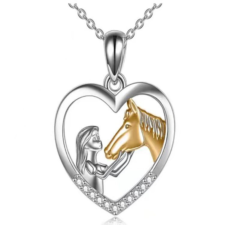 Girl And Horse Heart Necklace