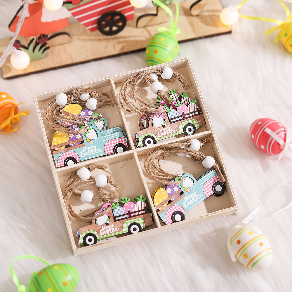 Easter Decorations Wooden Rabbit Car Charm