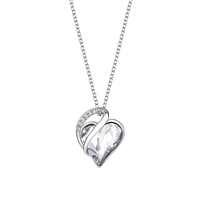 925 Sliver Heart Shaped Geometric Necklace