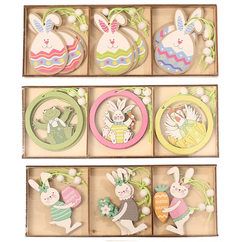 Easter Bunny Egg Pendant Wooden Crafts