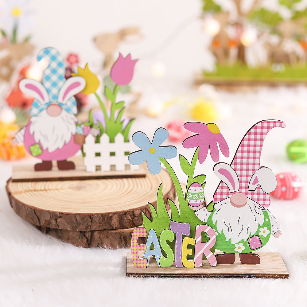 Easter Wooden Crafts Decoration Scene