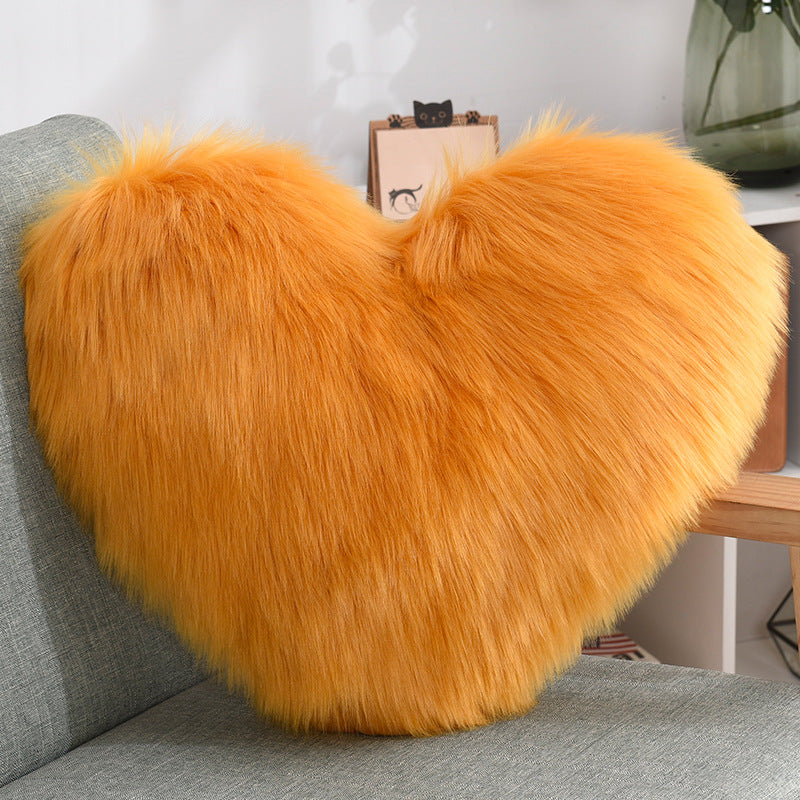 Heart Shape Plush Fluffy Shaggy Cushion